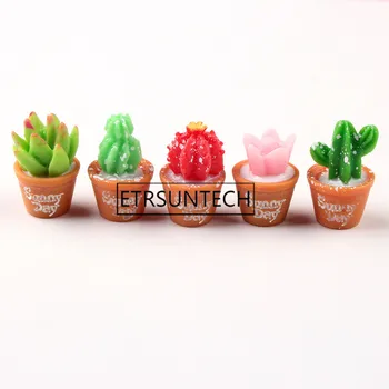 

500pcs Simulation Cactus Succulent Pot Miniature Bonsai Plant Decor Fairy Garden Accessory Resin Craft DIY Material