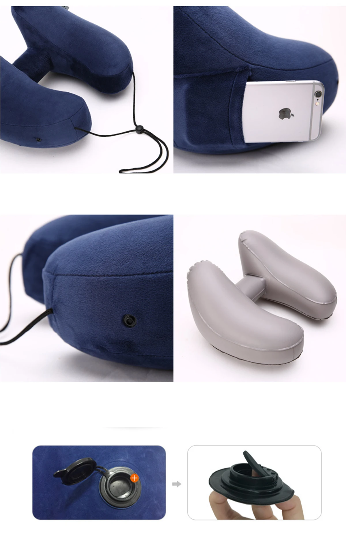 H-образная надувная подушка для путешествий, Складная легкая подушка для шеи с ворсом, автомобильное сиденье, Офисная Подушка для сна с самолетом