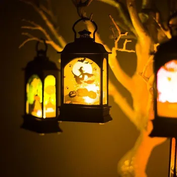 

Night Light Spooky Pumpkin Halloween Decoration Party Home Battery Powered Atmosphere Hanging Lantern Painted Prop Wind Lamp Led