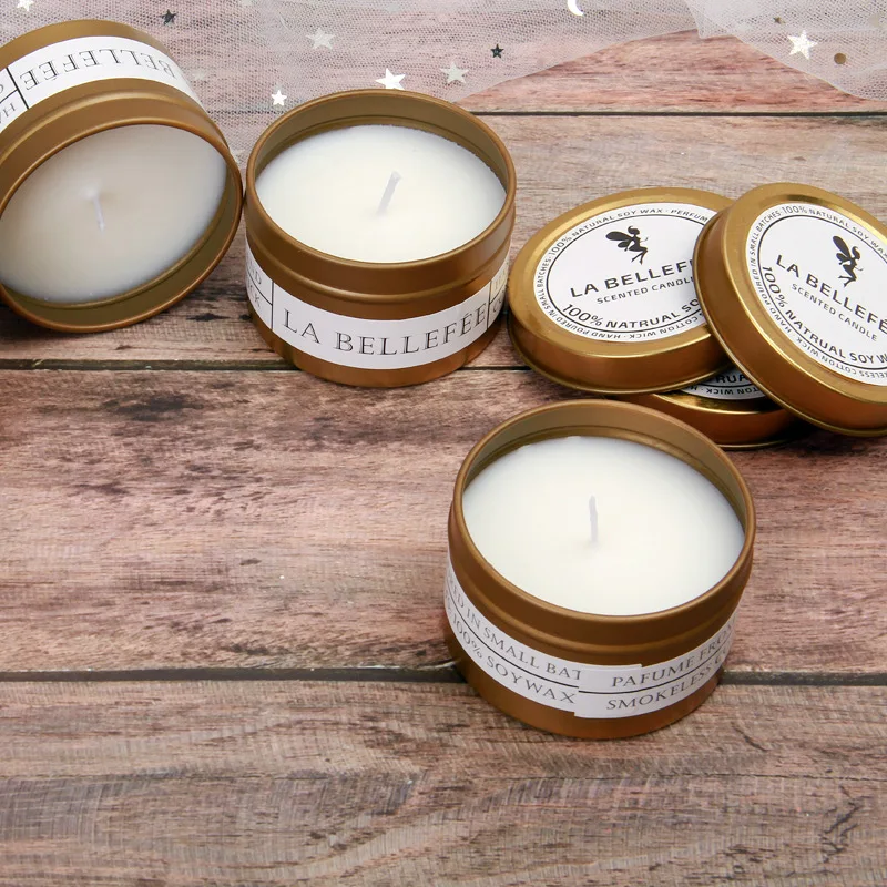 1PCS Aromeasy Scented Candle Soy Wax Natural Essential Oil Golden Retro Tinplate Cans Aromatherapy Candles Last
