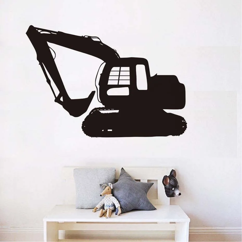 High Quality Personality Hot Sale Vinyl Wall Decal Cartoon Shut Down Digger Stickers kid Living Room black Decorative For Boys | Дом и сад