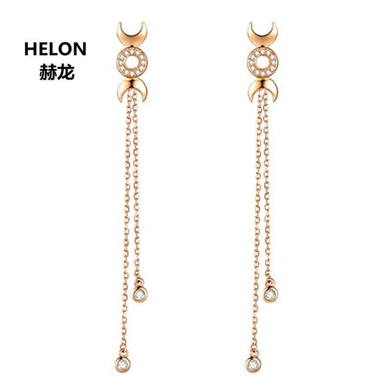 

Women Natural Diamonds Drop Earrings Solid 18k Rose Gold Engagement Wedding Earrings Fine Jewelry