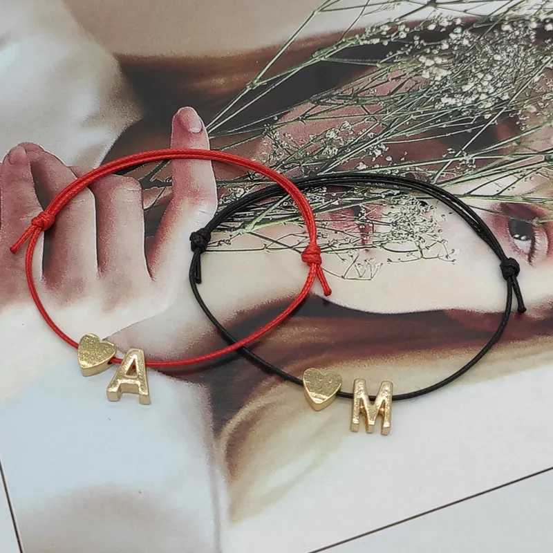 Letter Name Necklace Lucky Rope Bracelet Love Heart Statement Bracelet bracelet jewelry