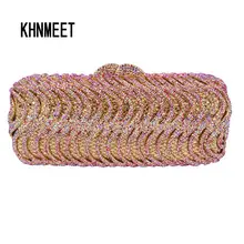 17 цвет роскошный кристалл вечерняя сумочка; BS010 AB Fuschia дизайнер свадьбу Для женщин клатч банкетный мешок дамы кошелек sc578