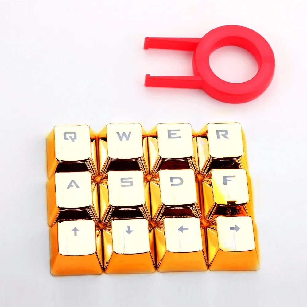 

Golden Transparent keycap mechanical electroplated double color key cap game customized 12 key set DIY