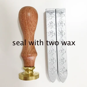 Пользовательские две инициалы с датой восковой печатью, свадебные пригласительные печати, свадебный подарок, индивидуальный Позолоченный Деревянный воск штамп - Цвет: Seal with two wax