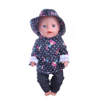 

Luckdoll Hat + Clothing + Pants Three-piece Raincoat For 43cm Doll, Children's Best Holiday Gift