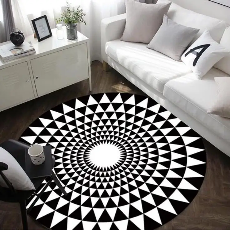

Nordic Fashion Geometric Round Carpet Parlor Living Room Mats 3D World Map Children Kids Bedroom Chair Circular Bath Mat