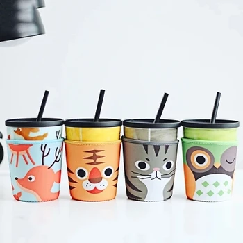 

Drinkwaer Creative cartoon office cup with cover ceramic mug children large lovely couple Straw cup Coffee mug Free shipping