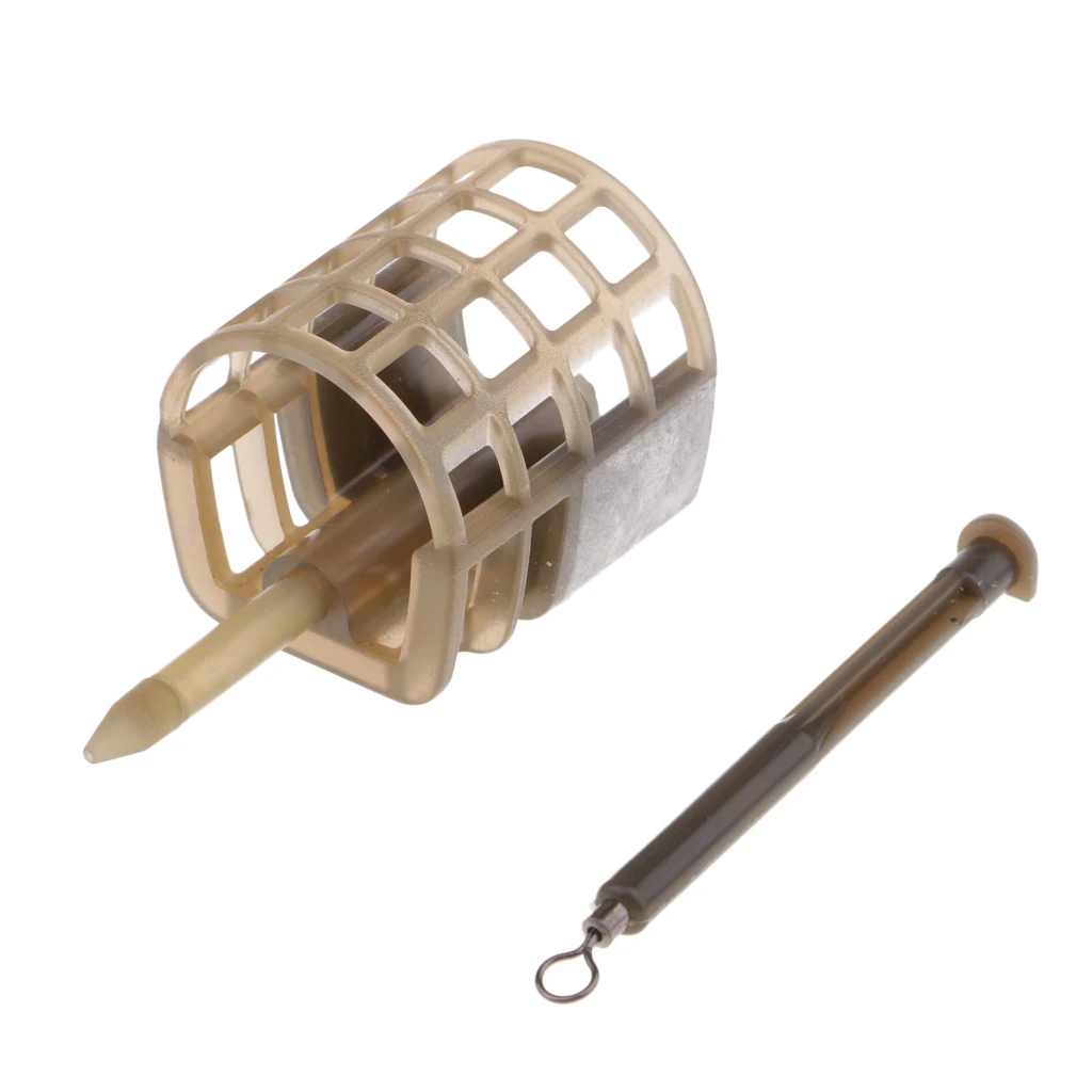 2pcs 30g Cage Feeder Coarse Barbel Fishing Swim Feeder Bait Lure Cage with Lead Sinker, Size S & L