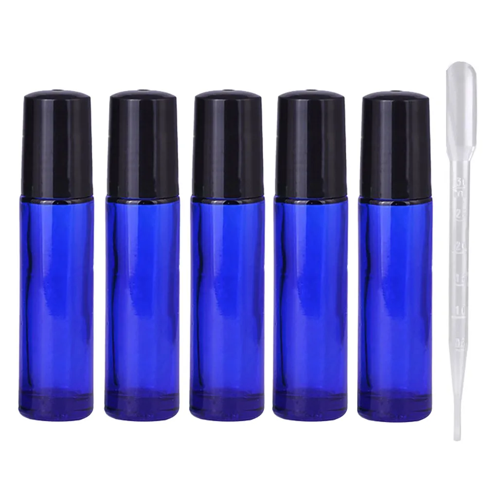 

portable Cobalt Refillable 10 ml Glass Blue Roll-on Bottles With Roller Balls Essential oils Aromatherapy perfume bottle #9/5