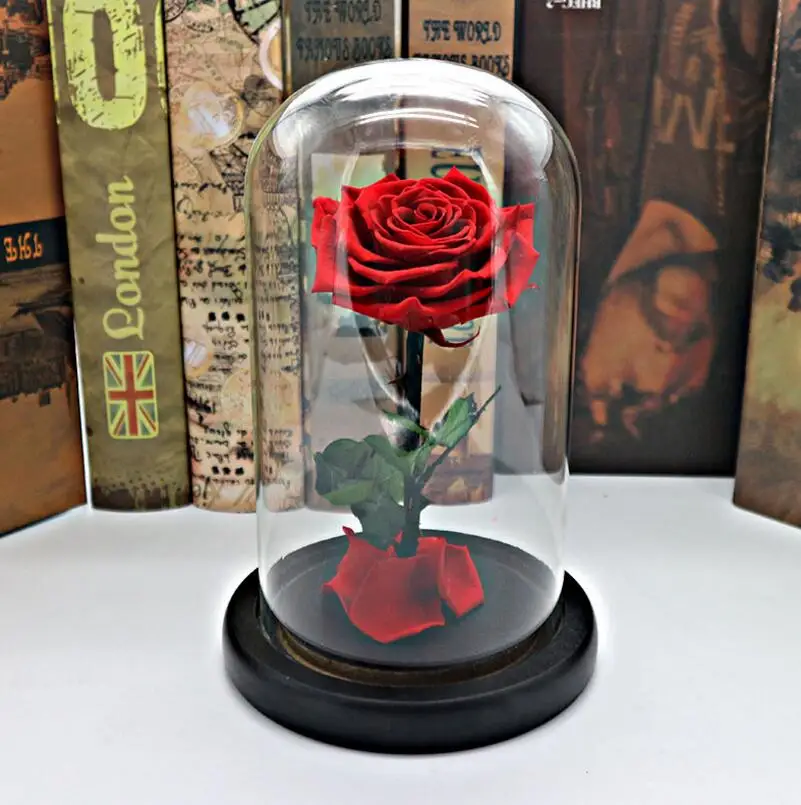 Forever Rose Flower Праздничная консервированная бесземная свежая роза в стеклянном подарок на день матери 10 цветов - Цвет: Red