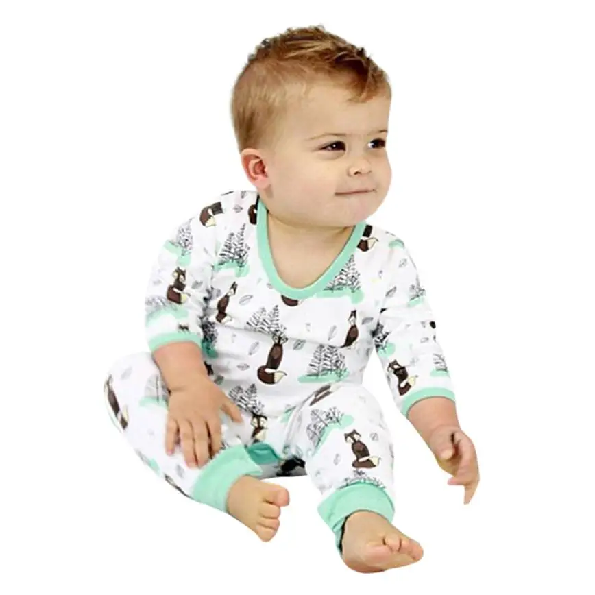

MUQGEW Baby Bodysuit Boys Girls Cartoon Printed Fox Trees one piece Cotton Jumpsuit Outfit Clothes Roupa Infantil Q06