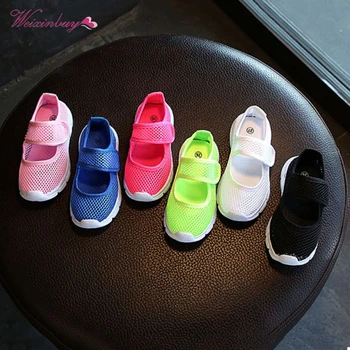 

Kids Canvas Casual Shoes Summer 2018 Fashion Candy Breathable Mesh Kids Sports Boys Girls Sneakers 6 Colors 2-11Y