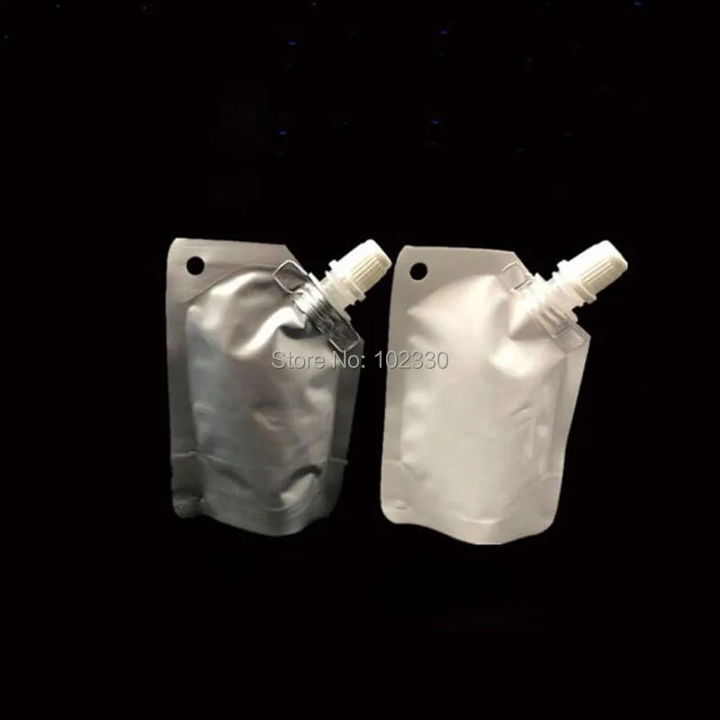 

500pcs 50ml White Plastic Aluminum Foil Doypack Liquid Stand Up Storage Pouch Packing Bag With Side Spout