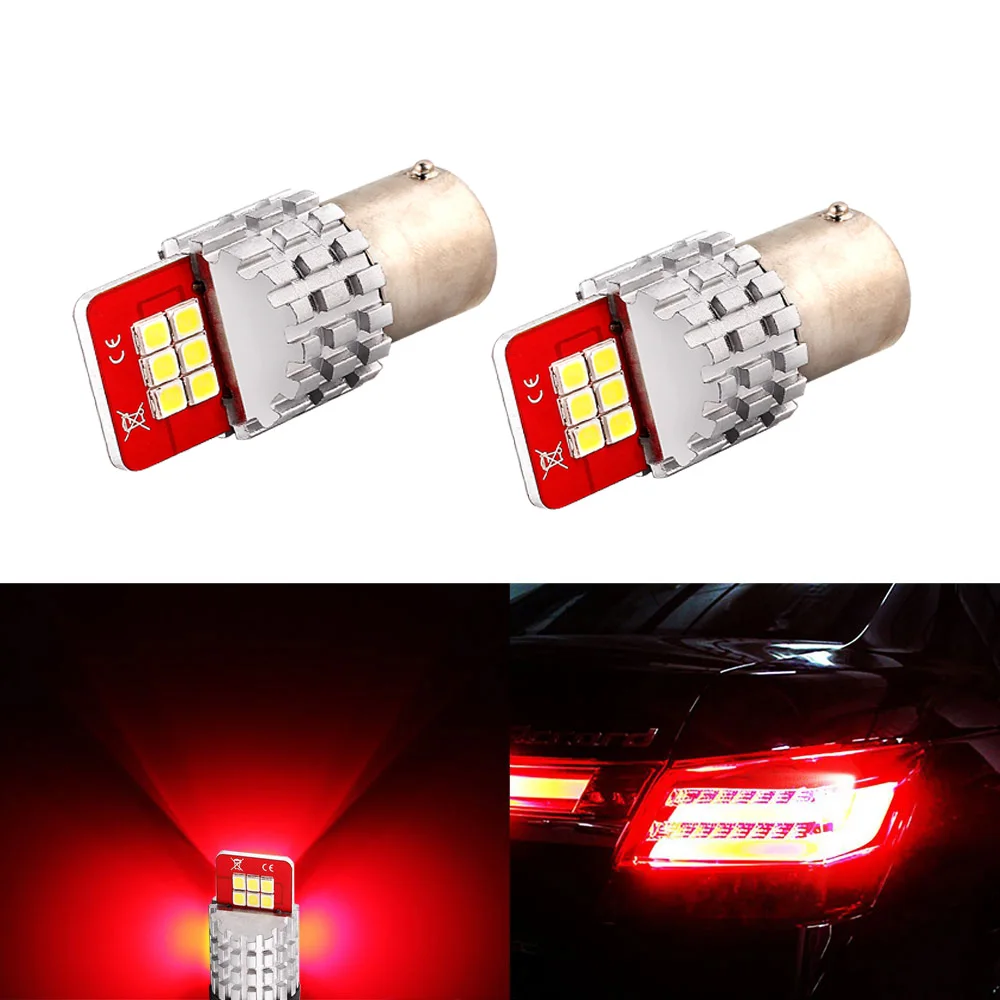 

2x 1157 BAY15D P21/5W LED Bulbs 12-SMD For Car Tail Lights RED VANSSI