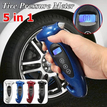 

5 in 1 Car Motorcycle LCD Display Tyre Air Pressure Gauge Tire Pressure Meter Tester Tool Car Tire Tool for Auto