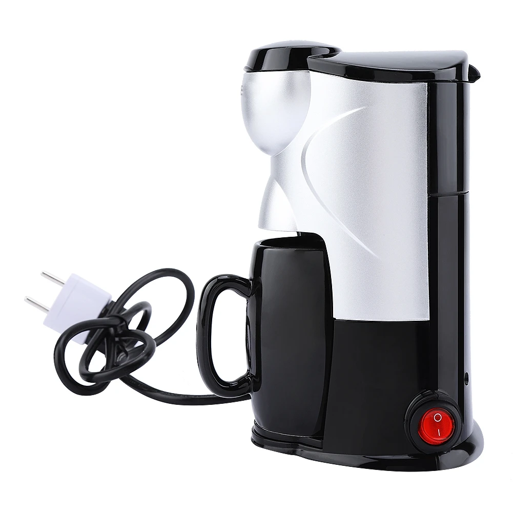 Бытовая полностью автоматическая кофемашина, электрическая капельная Кофеварка, чайник, мини чайник, кухонный инструмент, легкая чистка, 220-240 В - Цвет: Черный