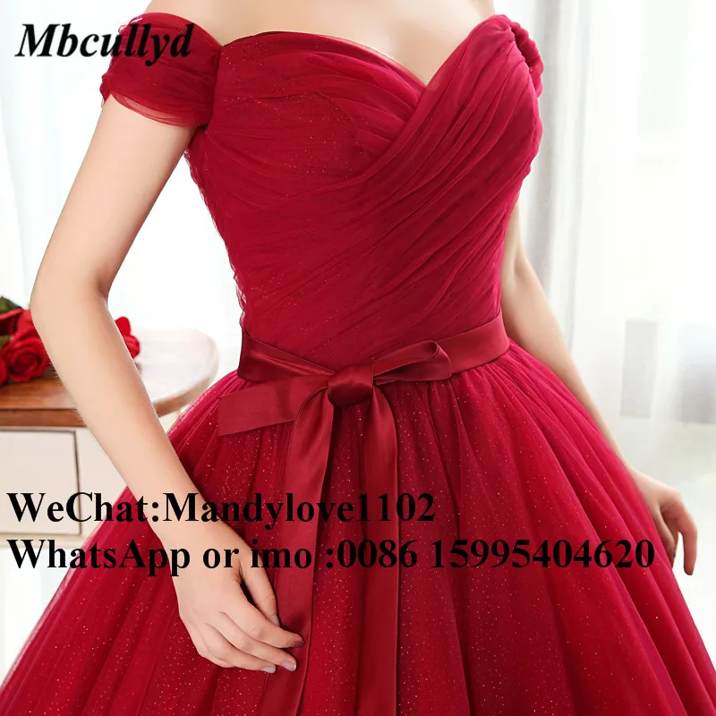 Mbcullyd красное пышное платье с открытыми плечами милое 16 длинное в пол пышное платье для выпускного вечера Vestidos De 15 Anos на заказ