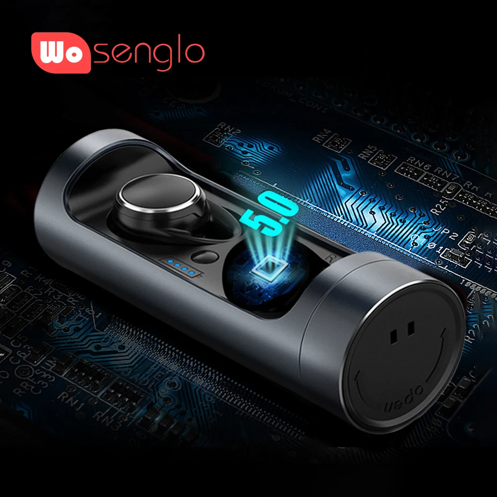 

Wosenglo Bluetooth 5.0 Headphones True Wireless Stereo Mini Headphone in ear Earbud Built-in Mic with charge box For ios Android