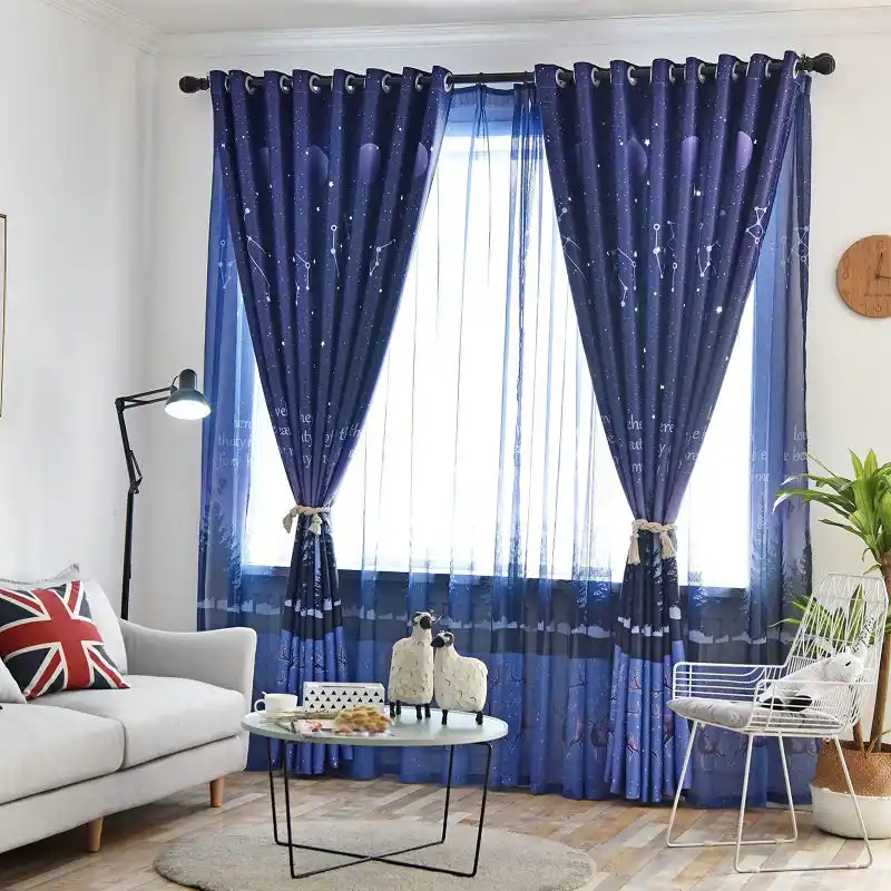 Curtains For Living Room Nordic Curtains Night Sky Bay Window Bedroom Blackout Curtains Simple And Modern Curtains Aliexpress