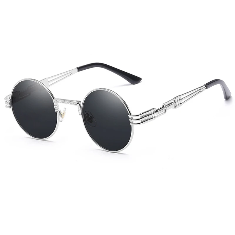QIFENG стимпанк очки, солнцезащитные очки для мужчин и женщин, брендовые дизайнерские винтажные Круглые Солнцезащитные очки для UV400, женские мужские ретро очки QF022 - Цвет линз: QF022-C3