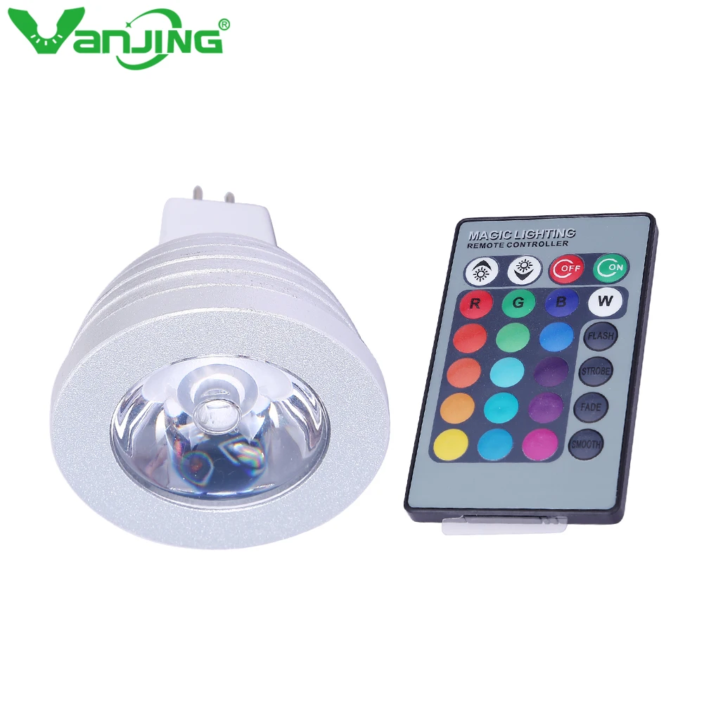 

3W MR16 LED Lamp RGB Spot LED 16 Color Change Spotlight DC 12V for Home Party Decoration with IR Remote FREE SHIPPING