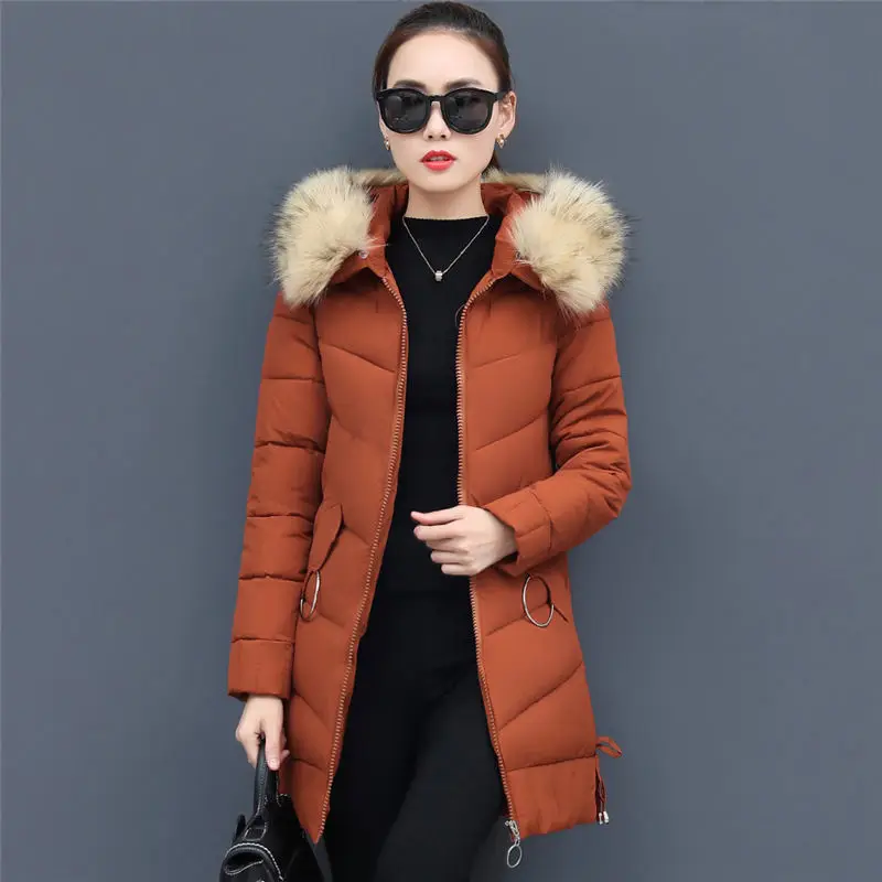 ##BUY Winter Women Jacket Hooded Parka Coat Fur Collar Thicken Warm Long Jacket Female Plus Size 3XL Outerwear Parka Ladies Coat Q846