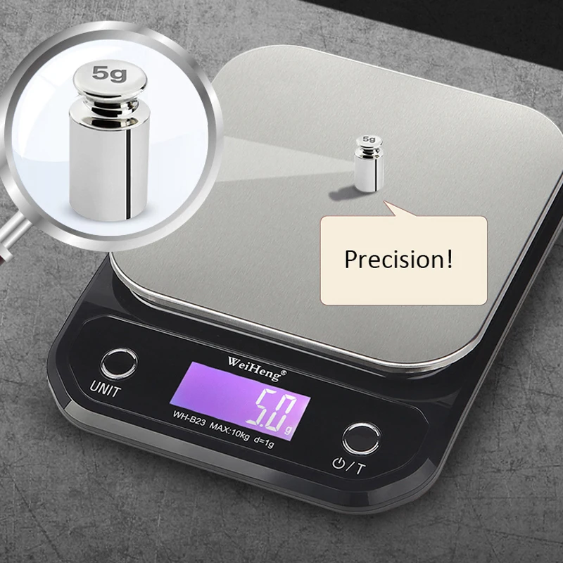 3/5/10kg 0.1/1g Digital Jewelry Scale Stainless Steel Weighting Kitchen Scale Baking Precision Electronic Weight Kitchen Scale