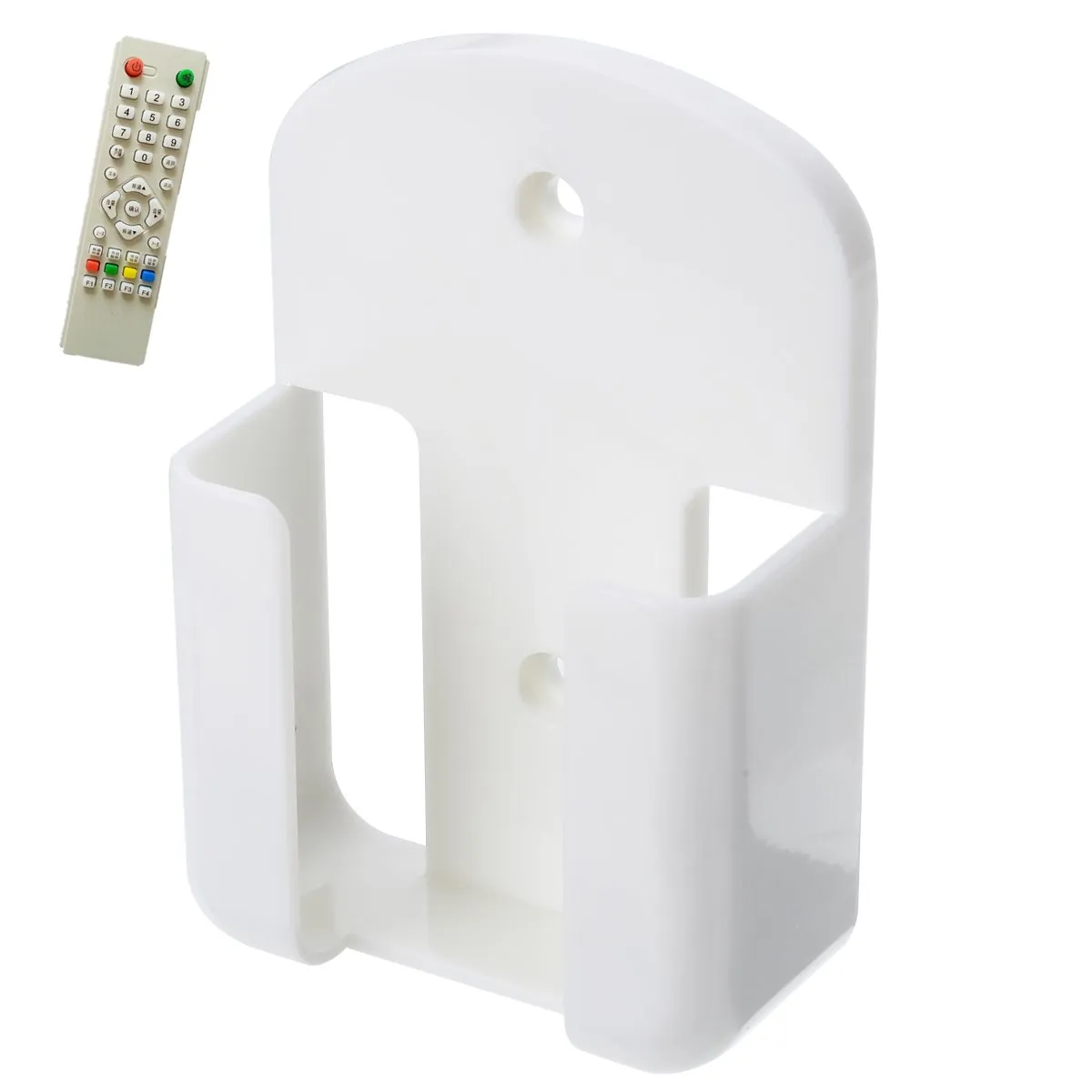

White Air Conditioner TV Remote Control Holder Wall Mounted Box ABS Storage Rack with Screws