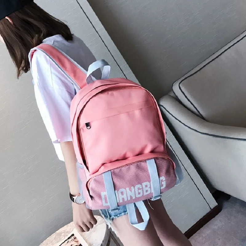 

2019 College Style Concise Hollow Out Letter Solid Boys Canvas Bookbag Large Space Travel Backpack For Teenager