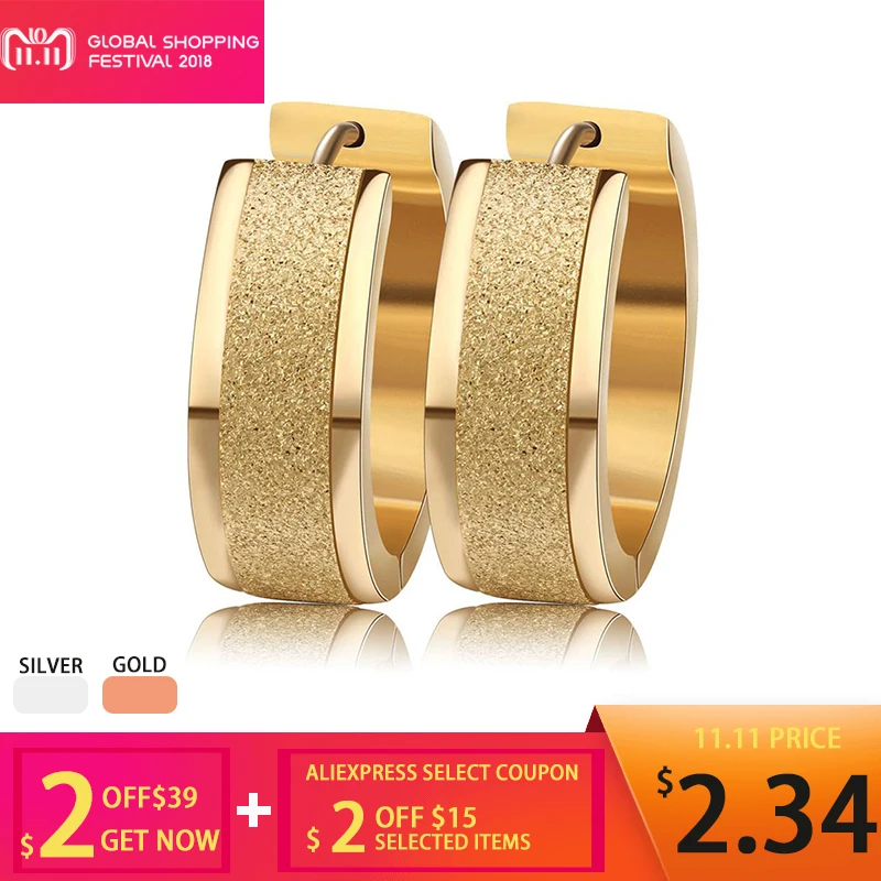 

KISS MANDY 3 Layers Gold- color Silver Color Round Hoop Earrings With 7mm Frosting Surface Width Women Earrings Aretes FE15