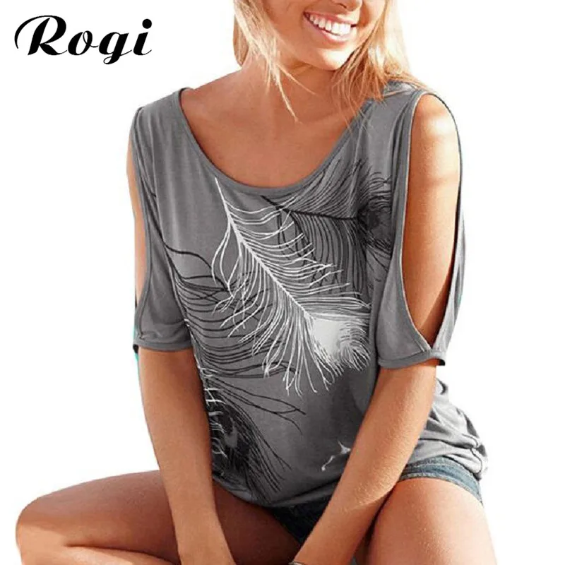 

Rogi Blusas Femininas Plus Size 2019 Loose Sexy Off Shoulder Blouse Shirt Ladies Casual Leather Print Tee Tops Poleras De Mujer