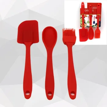 

3Pcs Big And Small Silicone Cake Dough Scraper Mixing Batter Scraper Brush Butter Mixer Cake Brushes Kitchenware Baking Tool