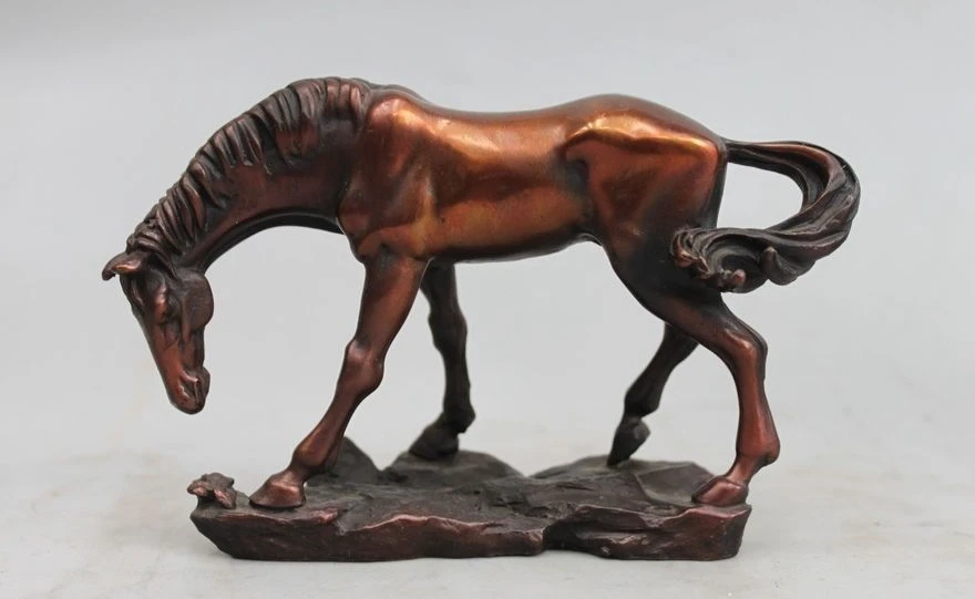 

Chinese Pure Bronze Copper Feng Shui Blessing Horse home Decor Statue a(5.19)