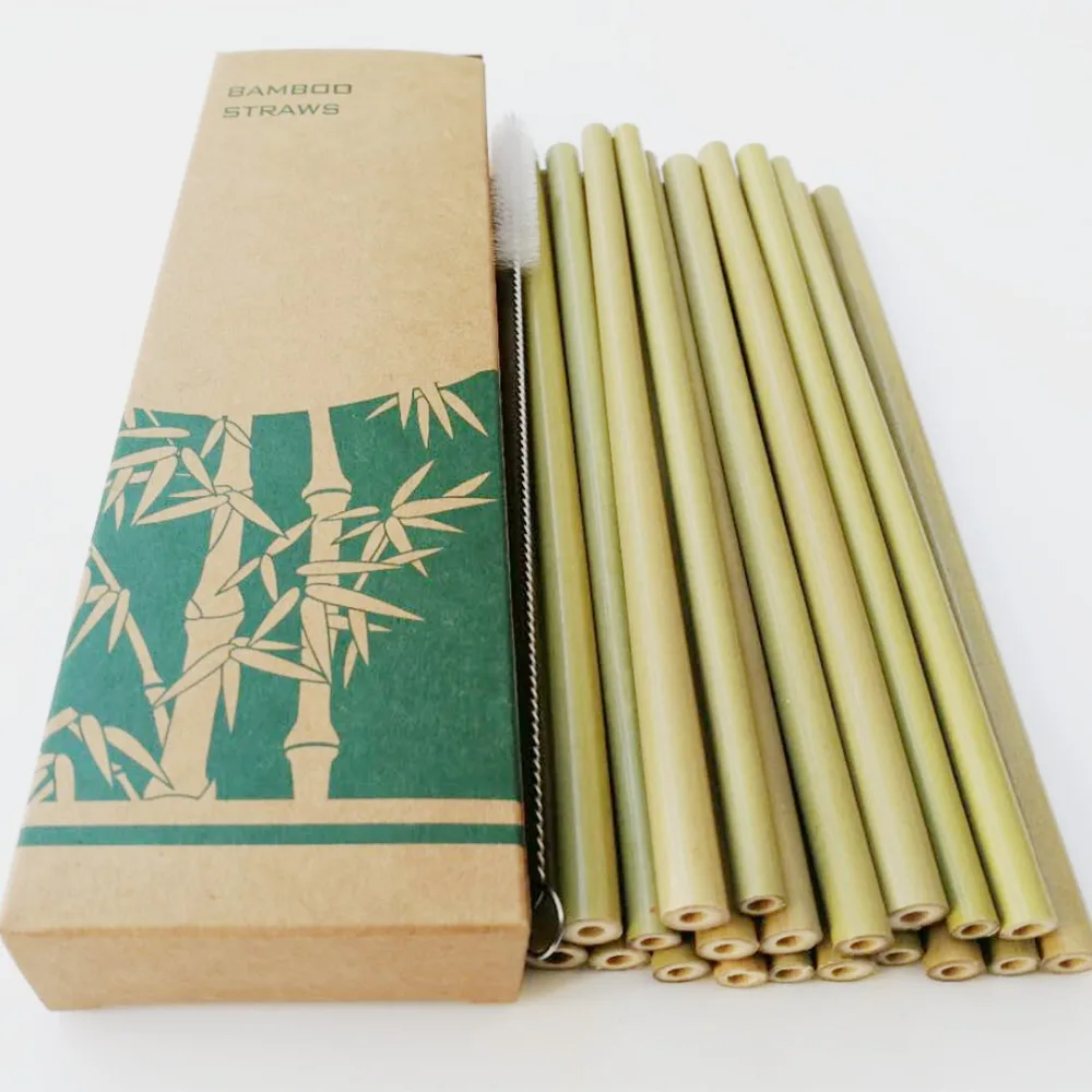 

New 10pcs/set Natural Bamboo Drinking Straws Reusable Eco-Friendly Party Kitchen + Clean Brush for Drop Shipping Wholesale