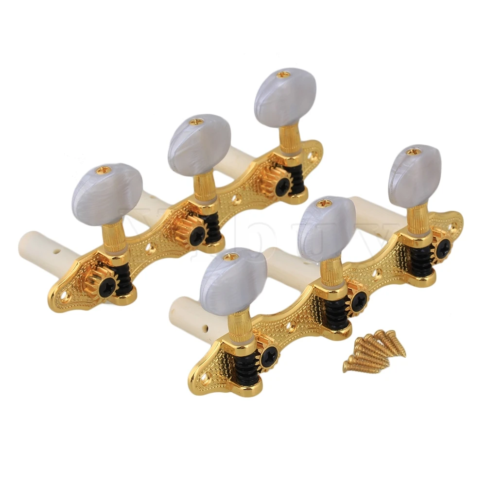 

Yibuy Classical Guitar HeavyTuners Machine Heads Golden plated Pearled Pegs