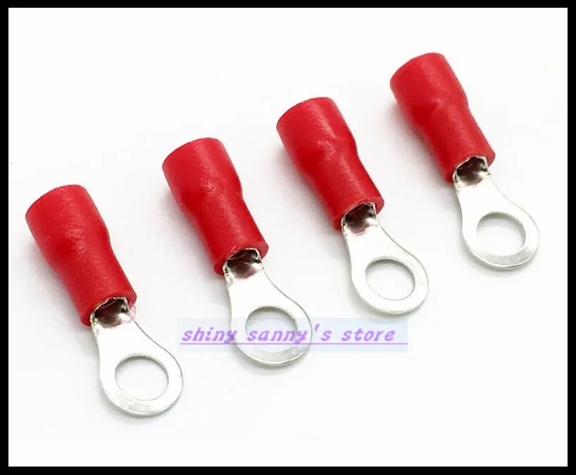200 шт./лот RV1.25-3 / RV1.25-4 RV1.25-5 Красный 22-16 AWG 0 5-1.5mm2 изоляцим кольцом терминал