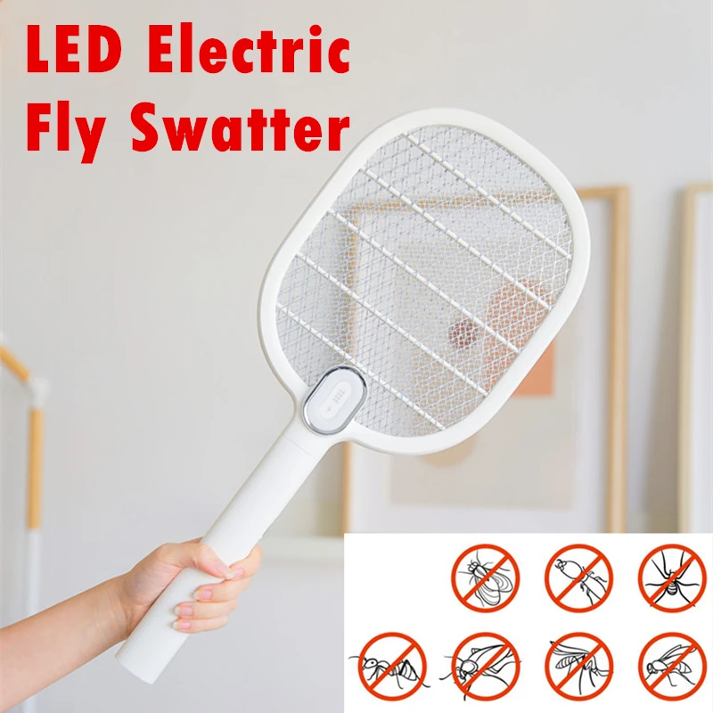 

Rechargeable Electric Tennis Bat Handheld LED Bug Zapper Racket Home Garden Mosquito Fly Insect Bug Wasp Swatter Insects Killer