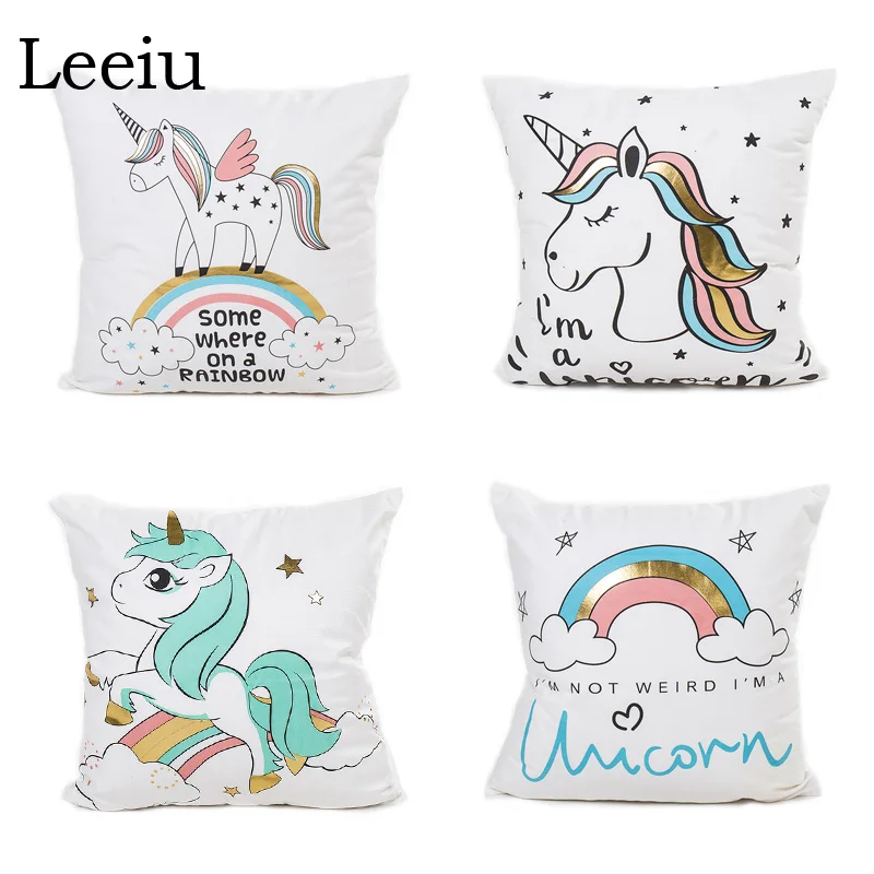 

Leeiu 45*45cm Unicorn Pillow Case Party DIY Decorations Baby Shower Birthday Decor For Home Unicorn Party Supplies