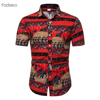 

Fadzeco African Clothes Dashik Floral Polo Neck Male Buttons Big Size Shirt African Clothing Bazin Mix colors Slim Fit Pattern