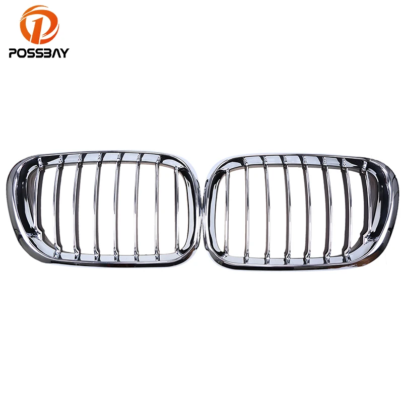 

POSSBAY Auto Car Kidney Grills Grille Chrome Black Car Styling for BMW X5 E53 3.0d/3.0i 2000-2003 Pre-facelift Griille Mesh