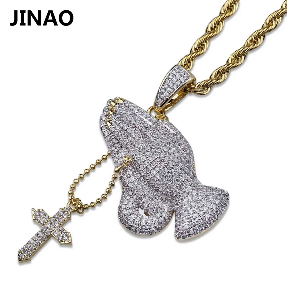 JINAO золотого и серебряного цвета, многослойное ожерелье с крестиком, Иисус, Дева Мария, цепочка, кулон в руку, ожерелье, подарок на Пасху, ювелирные изделия
