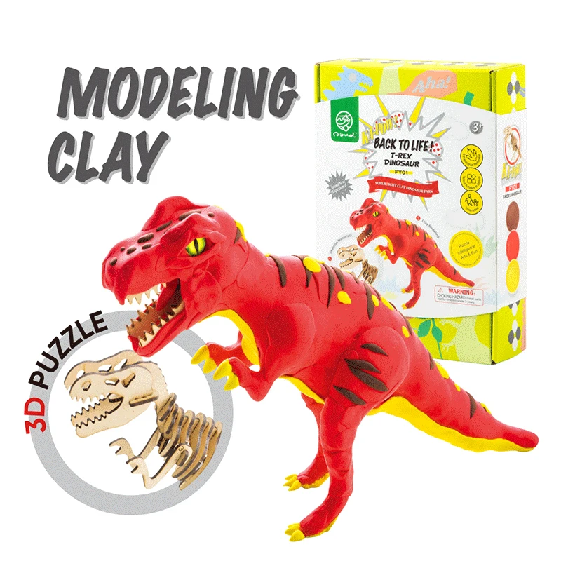 

Robotime DIY Slime Fluffy T-Rex Dinosaur Model Clay 3D Wooden Puzzle Assembly Model Kits Plasticine Toys For Children FY01