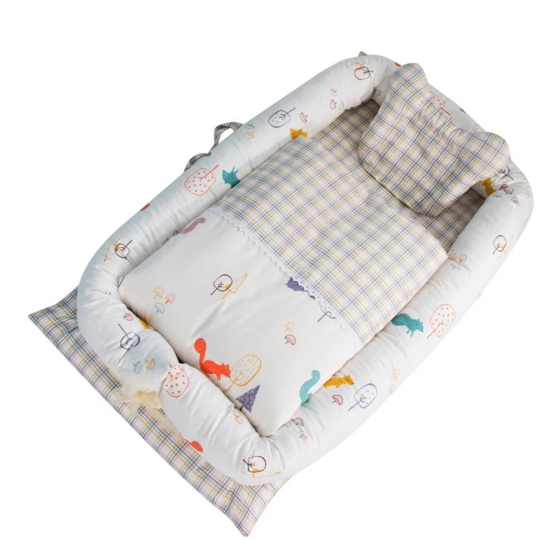 Популярная хлопковая детская кроватка-колыбель-кроватка туристическая детская кроватка-кровать для новорожденных переносная люлька детская моющаяся сумка с сеткой бампер От 0 до 2 лет - Цвет: B5