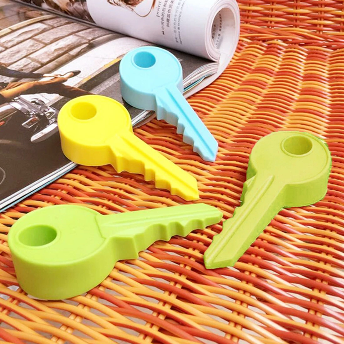 

Cute Key Style Home Decor Finger Safety Protection Wedge Kid Baby Safe Doorstop Silicone Rubber Door Stopper
