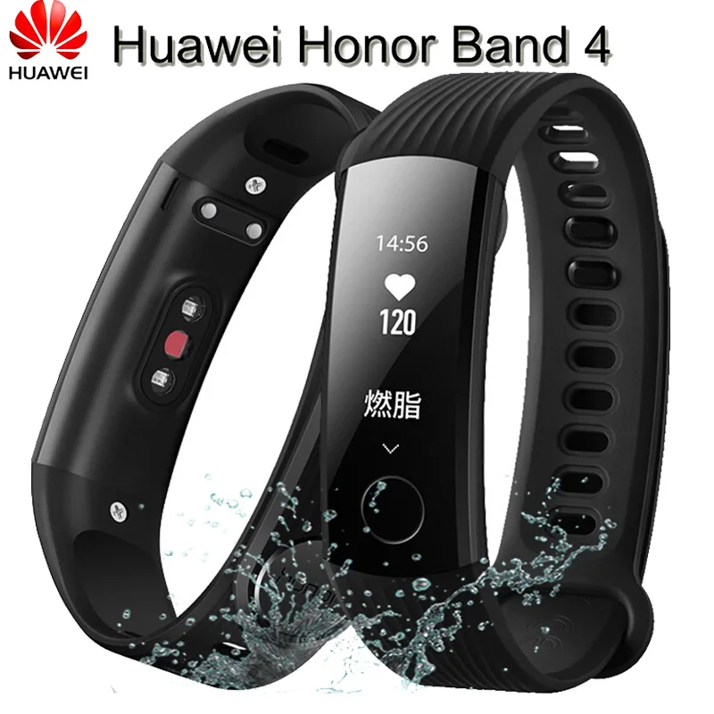 Умный Браслет huawei Honor Band 5 4, стандартная версия Amoled, цветной сенсорный экран, для плавания, обнаружения сердечного ритма, сна, бега, умный Браслет