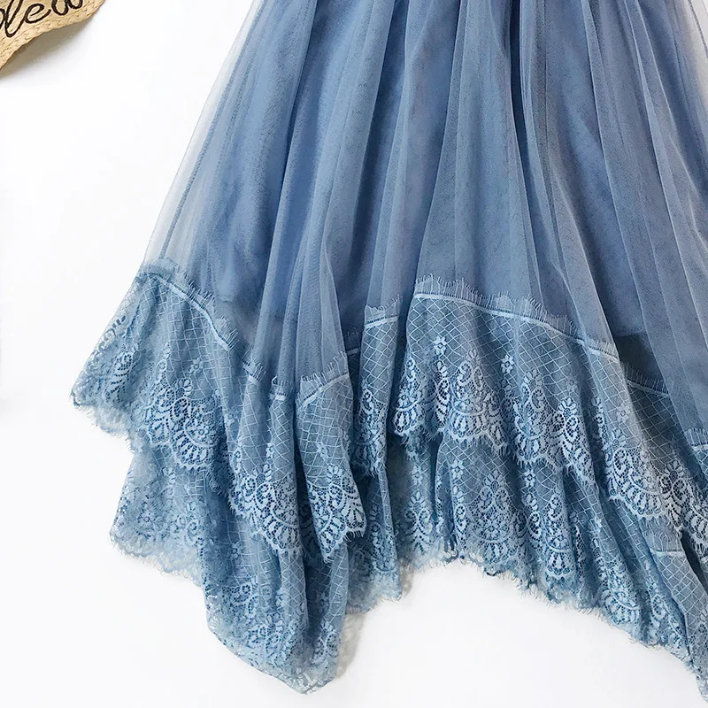 2019 New Spring Little Fairy Skirt Romantic Lace Tulle Skirt Women Mesh Skirt Irregular A Line Big Swing tutu Skirts for Women 2019 New Spring Little Fairy Skirt Romantic Lace Tulle Skirt Women Mesh Skirt Irregular A Line Big Swing tutu Skirts for Women