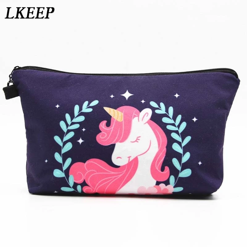 Aliexpress.com : Buy 2018 Cosmetic Bags Unicorn 3D Printing Make Up Bag New Fashion Brand Makeup ...