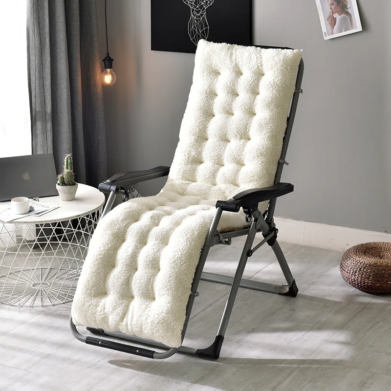Овечья бархатная ткань, зимнее мягкое кресло, утолщенное, овечья кожа, Бархатная подушка для сиденья, сменная подушка, садовый шезлонг - Цвет: White L